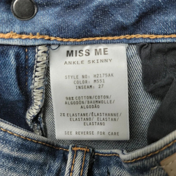 Miss Me Embroidered Ankle Skinny Jeans | Size 26 - Picture 6 of 10